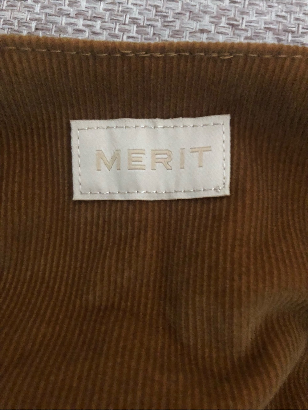 Merit Beauty Corduroy Tie Boho Makeup Bag Knapsack | NWOT - Picture 5 of 6